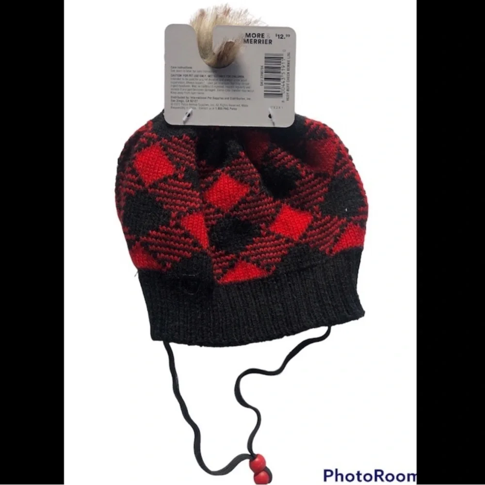 NWT Bundle Hat & Sweater Buffalo Plaid dog L